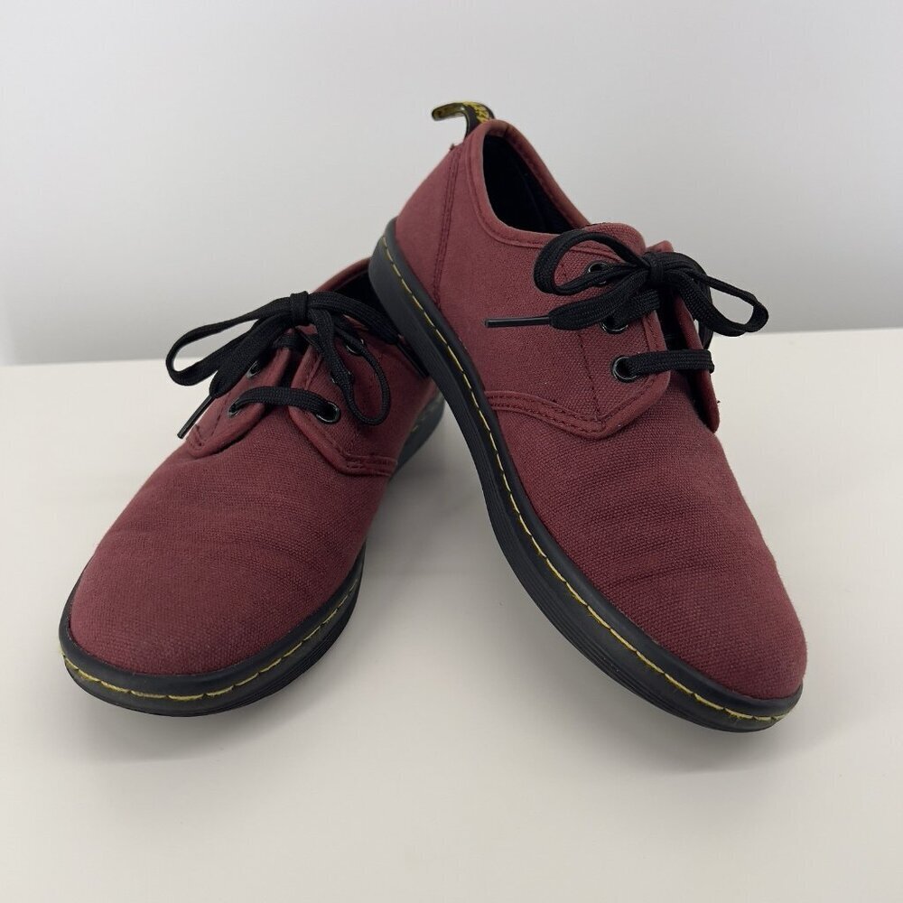Doc Martens Air Wair Maroon Burgandy Red Canvas Soho Sneaker Shoes Womens Size 7